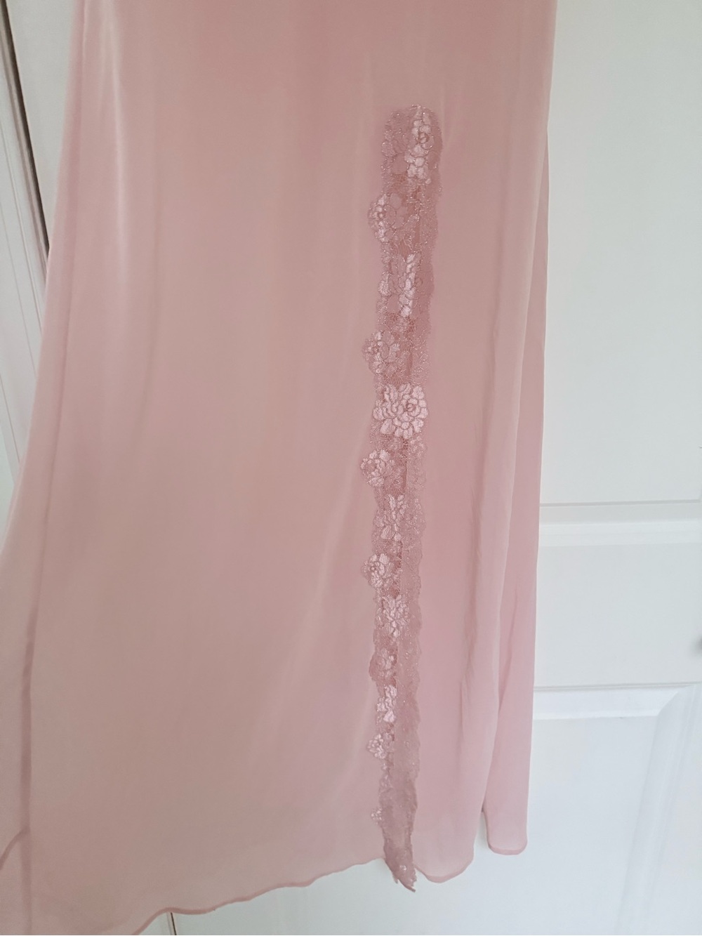 Vintage Victoria’s Secret Maxi Nightgown Small Pink Lace High Slit Low Back Y2K - Picture 2 of 6